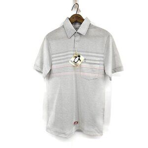 Vtg Deadstock Munsingwear Polo Golf Shirt Mens S Grey Pink Stripe USA New